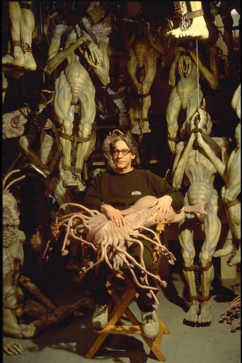 David Cronenberg on the set of Naked Lunch Naked Lunch, David Cronenberg, Practical Effects, Body Horror, Movie Sets, Film Director, Sci Fi Fantasy, Horror Films, Dark Art