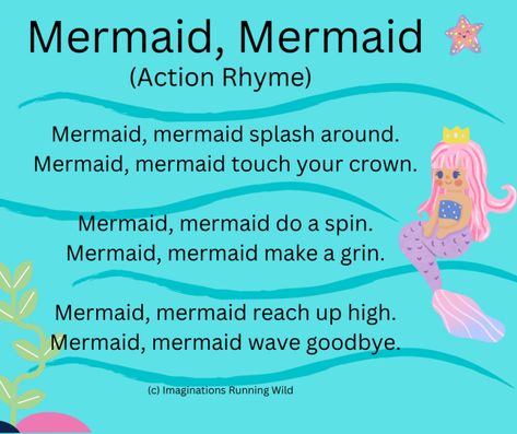 Rhymes, Finger Plays, and Poems -Imaginations Running Wild- Pirate Poems For Preschool, Pirate Songs For Toddlers, Under The Sea Songs For Preschool, Water Songs Preschool, Mermaid Lesson Plans For Preschool, Mermaid Activities For Toddlers, Mermaids Preschool, Finger Plays For Preschool, April Songs