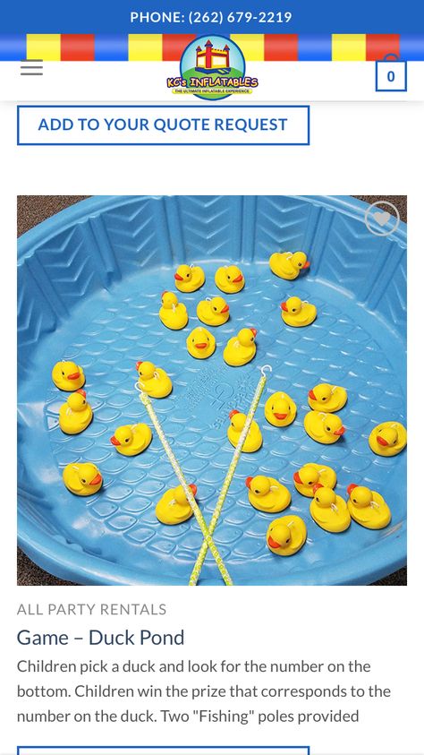 Duck Games For Kids, Duck Pond, Fishing Game, Trunk Or Treat, Kids Party Games, Fishing Pole, Game Ideas, Duck Hunting, Party Rentals