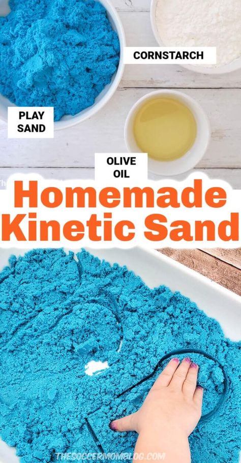 How To Make Colored Sand, How To Make Kinetic Sand, Diy Kinetic Sand Recipes, Kinetic Sand Diy, Homemade Kinetic Sand, Make Kinetic Sand, Diy Kinetic Sand, How To Make Sand, Sands Recipe