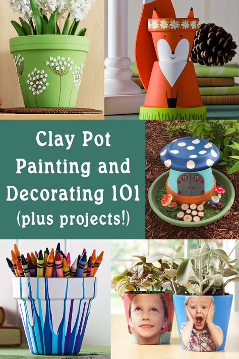 Clay pot painting is perfect for beginner crafters! Learn how to decorate terra cotta using these tutorials great for both kids and adults. Painting Clay Pots Terra Cotta, Clay Pot Designs, Painted Flower Pots Terra Cotta, Painted Pots Diy Terra Cotta, Clay Pot Painting Ideas, Painting Terra Cotta Pots, Paint Terra Cotta Pots, Clay Pot Painting, Craft Nights