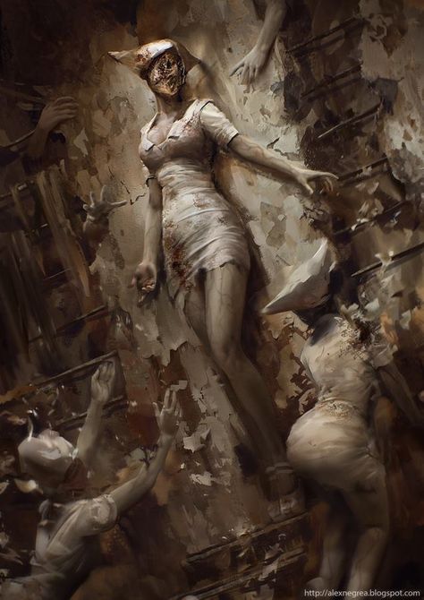 Silent Hill Fanart, Nurse Artwork, Silent Hill Nurse, Silent Hill Art, Silent Hill 2, Diesel Punk, Video X, Silent Hill, Creepy Art