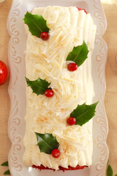 Red Velvet Roulade (Gluten free) Holiday Desserts Christmas Cake, Rolled Cakes, Roulade Cake, Reindeer Template, Gemma Stafford, Christmas Red Velvet, Cake Batter Cookies, Holiday Desserts Christmas, Cake Gluten Free