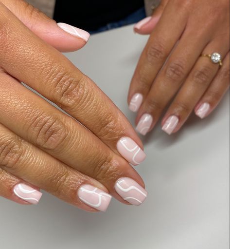 #swirls #nailart #aesthetic #nailart #biabnails #gelbottle #summernails #tiktok #trending #shortnails #buildergel White Squiggle Line Nails, Biab Nails Inspiration Short, Swirl Design Nails, Squiggle Nails, Nailart Aesthetic, Biab Nails, Makeup Nails Art, Lines On Nails, Nail Idea