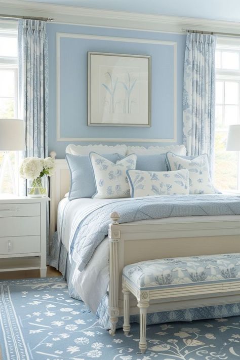 42+ Bedroom Color Scheme Ideas to Refresh Your Sanctuary - Blushiee Palladian Blue Bedrooms, Light Teal Bedroom, Blue Bedroom Ideas For Couples, Modern Genshin, Pale Blue Bedrooms, Small White Bedrooms, Bedroom Color Scheme Ideas, Baby Blue Bedrooms, Genshin Dr