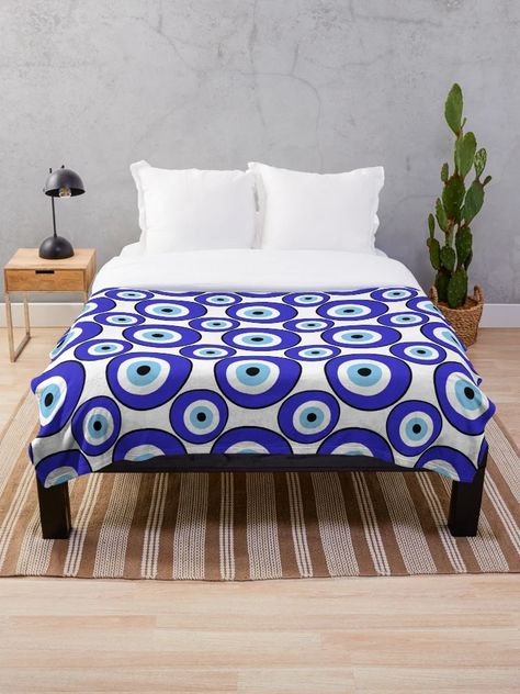 "Blue Evil Eye Pattern Nazar Mati" Throw Blanket for Sale by Maya Mey Aroyo | Redbubble Evil Eye Pattern, Eye Pattern, Blue Evil Eye, Blankets For Sale, Evil Eye, Throw Blanket, For Sale, Pattern, Blue