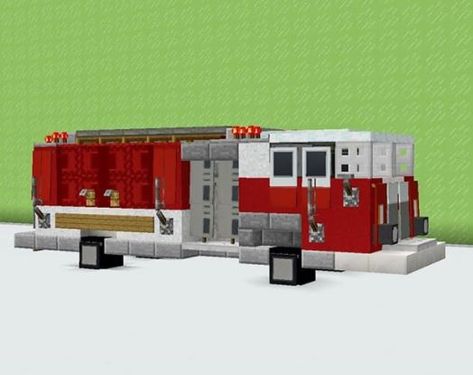 Minecraft Fire Truck, Fire Station Minecraft, Minecraft Ambulance, Minecraft Dumpster, Minecraft Motorcycle, Minecraft Car Design, Minecraft Cars, Minecraft Floor Designs, Minecraft Vehicles