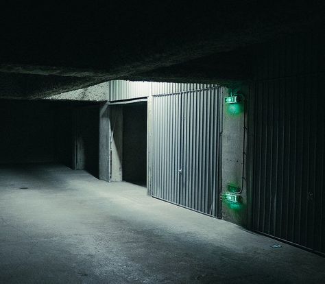 Storage Unit Aesthetic, Underground Storage, Movie Series, Storage Units, Story Inspiration, Parking Lot, After Dark, Night Photography, Writing Inspiration