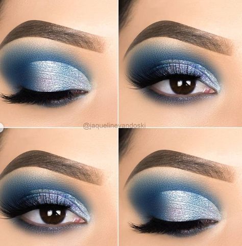 Makeup With A Royal Blue Dress, Gala Make Up, Blue Eye Makeup Ideas, Makeup Azul, Sally Makeup, Star Wars Makeup, Blue Eyeshadow Makeup, Blue Eyeshadow Looks, Blue Makeup Looks