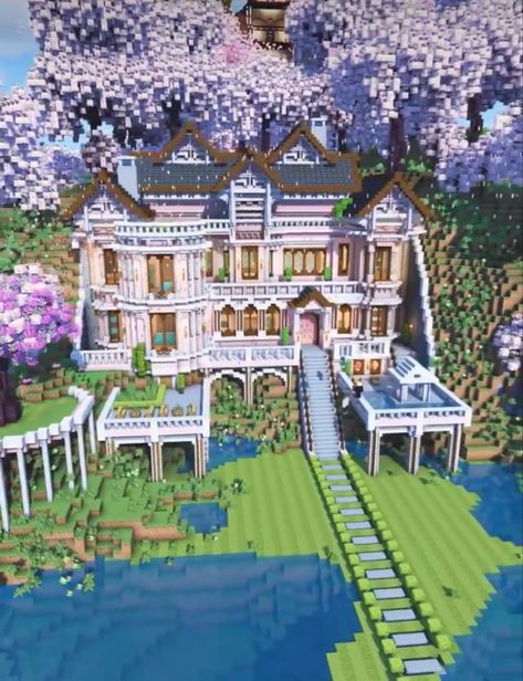 House Builds Minecraft, Minecraft Mansion Tutorial, House Ideas Minecraft, Minecraft Palace, Minecraft Beach House, Modern House Minecraft, Minecraft House Ideas, Minecraft City Buildings, Minecraft Mansion