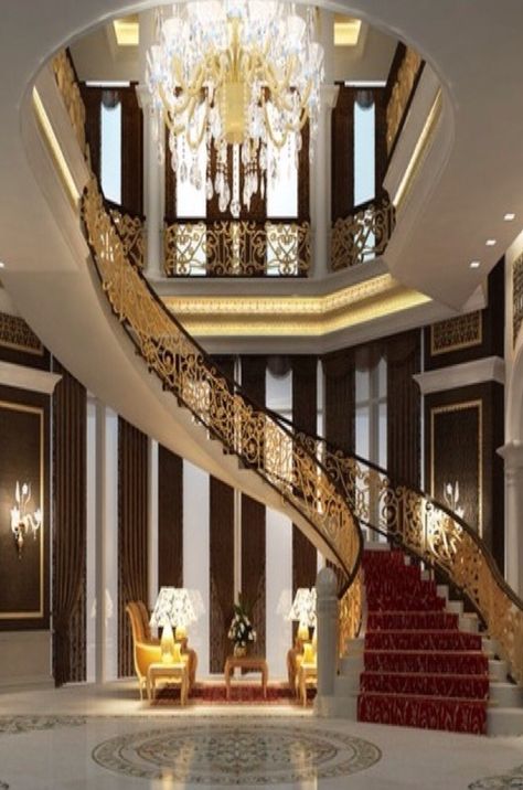 . Elegant Staircase, Ions Design, Foyer Staircase, Foyer Entrance, Escalier Design, Entrance Foyer, Foyer Decorating, Foyer Design, Grand Staircase