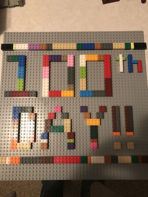 100 Days Of School Lego Ideas, 100 Days Of School Project Kindergartens, Duplo Ideas, 100s Day, 100th Day Of School Crafts, 100 Day Of School Project, Lego Birthday, Kids Projects, School Posters