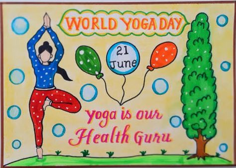 Yoga Day Board Decoration, Yoga Day Posters Ideas, Yoga Day Posters, Earth Art Drawing, World Yoga Day, Posters Ideas, School Board Decoration, Classroom Birthday, Book Cover Diy