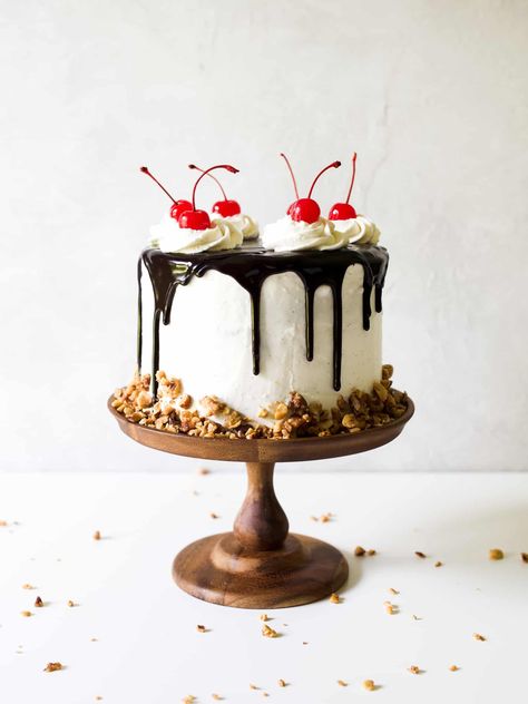 Hot Fudge Sundae Cake - Wood & Spoon Hot Fudge Ice Cream Cake, Hot Fudge Sundae Cake, Fudge Ice Cream Cake, Sundae Cake, Fried Frog Legs, Hot Fudge Sundae, Hot Fudge Cake, Fudge Sundae, Homemade Hot Fudge