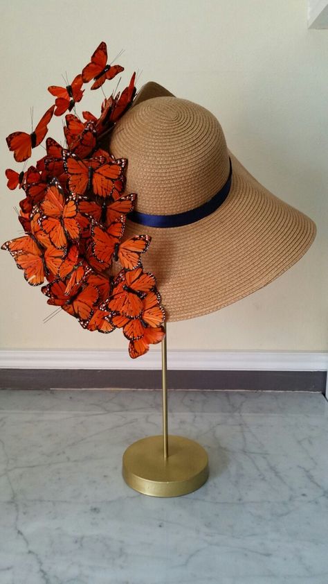 Kentucky Derby hat  Monarch butterfly fascinator  Dianah Gruenke Lifestyle Engineer  Gruenkedianah@gmail.com Diy Derby Hat Ideas, Derby Hat Ideas, Kentucky Derby Hats Diy Ideas, Derby Hats Diy Ideas, Kentucky Derby Hats Diy, Derby Hats Diy, Derby Attire, Derby Time, Derby Ideas