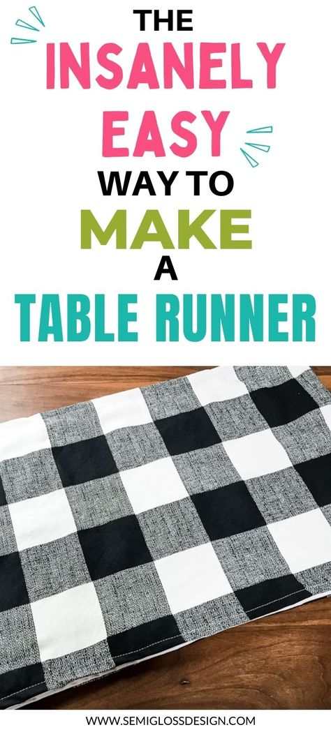 Sewing a table runner is easier than you think! This easy table runner is a great sewing project for beginners! If you can sew a straight line, you can make this fabric runner! Table Runners Diy Easy, Restroom Decoration Ideas, Restroom Decoration, Simple Table Runner, Easy Table Runner, Unique Sewing Projects, Fabric Runner, Simple Sewing Tutorial, Easy Table