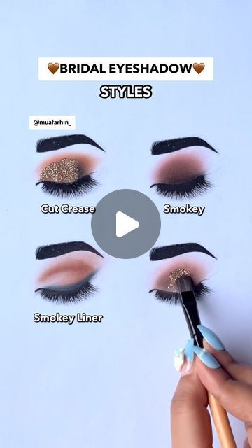 Farhin Shaikh on Instagram: "Eyeshadow styles that complement every bridal outfit and suit any eye shape😍♥️  #makeupforbeginners #bridalmakeup #wedding #weddingseason #makeupguide #eyeshadow #eyeshadowtutorial #explorepage #exploremore #trendingreels #viralreels #viralvideos #bride #bridetobe" Bridal Eyeshadow Looks, 2023 Eyeshadow, Bridal Eyeshadow, Bride Eyeshadow, Eyeshadow Styles, Traditional Marriage, How To Apply Blush, Bridal Outfit, Makeup Guide