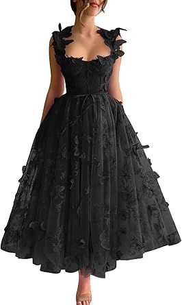 Butterfly Prom Dress, Tea Length Prom Dress, Dress Quinceanera, Clothing Sales, Tulle Prom Dresses, Butterfly Lace, Formal Ball Gown, Prom Girl Dresses, Cocktail Dress Prom