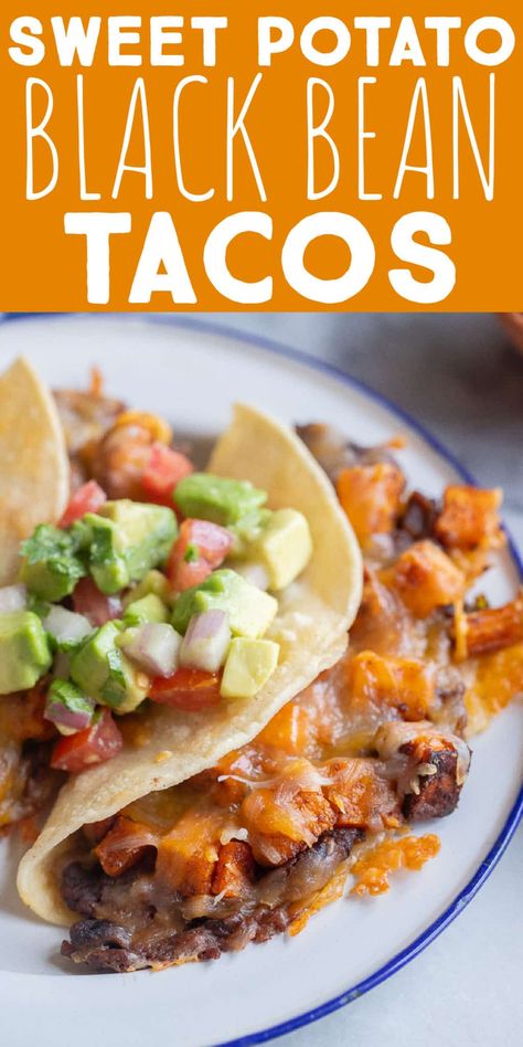 Black Bean Sweet Potato Tacos, Potato And Black Bean Tacos, Veggie Burritos, Refried Black Beans, Legumes Recipes, Vegetarian Taco, Sweet Potato And Black Bean, Canning Refried Beans, Sweet Potato Tacos