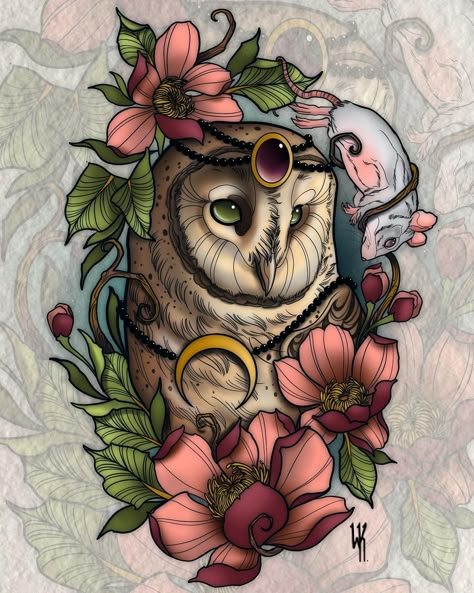 250+ Coolest Neo Traditional Tattoo Ideas (2023) - TattoosBoyGirl Cool Neo Traditional Tattoos, Neotrad Owl Tattoo, How To Draw Neo Traditional, Neotrad Animal Tattoo, Neo Traditional Animals, Neo Traditional Flash Tattoo, Neotraditional Back Tattoo, Neotraditional Owl Tattoo, Neotraditional Animal Tattoo