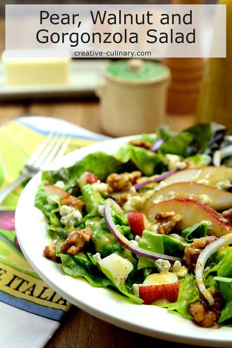 Pear Gorgonzola Salad, Maple Dijon Dressing, Pear Gorgonzola, Gorgonzola Salad, Pear Salad Recipes, Colorado Food, Dijon Dressing, Blue Cheese Salad, Gorgonzola Cheese