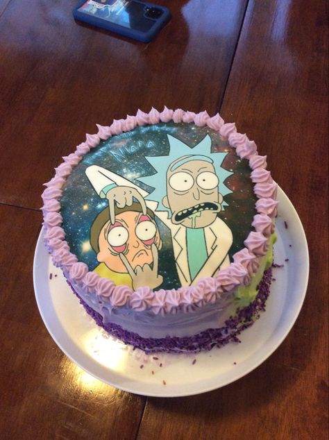 Best cake so far! Edible image by, A Birthday Place Rick And Morty Cake, Mini Pastel, Mini Cakes Birthday, Birthday Places, Rick Y Morty, Best Cake, Cupcake Ideas, Halloween 2023, Edible Images