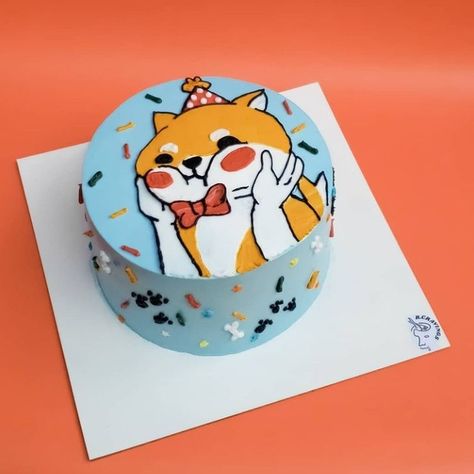 Corgi cake. Korean cake shop in PH Corgi Cake Ideas, Corgi Cupcakes Birthday, Corgi Cake Design, Gato Cake Birthday Korea, Korean Cake Bear, Korean Cake, Cake Shop, Cat Pin, Girl Cakes