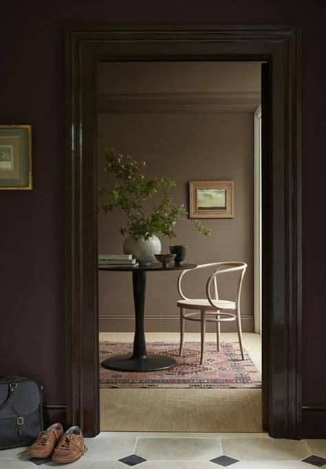 Victorian Paint Colors, Hallway Paint Colors, Interior Paint Finishes, Pink And Black Wallpaper, Hallway Paint, Painting Wooden Furniture, Paint Trends, Paint Color Inspiration, Little Greene Paint