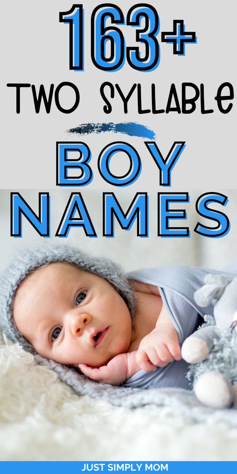 These two syllable boy names are mostly popular names, but some may still be unique. You can use them as first or middle names as well. Two Syllable Names, Three Syllable Boy Names, 3 Syllable Boy Names, 2 Syllable Boy Names, Boys Names Unique, Two Syllable Boy Names, 2nd Birthday Party Ideas, One Syllable Boy Names, One Syllable Names