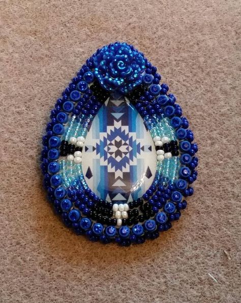 Native American beaded earrings with pear shaped epoxy pendleton ... Blue Beaded Earrings Native American, Cab Earrings, Earring Embroidery, Native American Beadwork Earrings, Neon Earrings, Native Beaded Earrings, Homemade Jewellery, Beadwork Ideas, Native Earrings