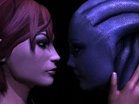 Romance by Mallyxable on DeviantArt Shepard X Liara, Science Fiction Aesthetic, Fiction Aesthetic, Jane Shepard, Mass Effect Romance, Mass Effect Games, Video Game Images, Mass Effect Universe, Mass Effect Art