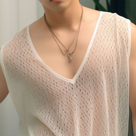 INCERUN Tops 2024 Korean Style Men's Sexy Hollow Perspective Vests Summer Casual Stylish Male V-neck Casual Stylish, Casual Streetwear, Guinea Bissau, Sleeveless Tank, Bosnia And Herzegovina, Ethiopia, Haiti, Brunei, Caribbean Netherlands