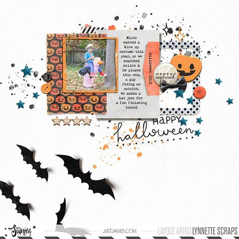 digital scrapbook layout created with Hocus Pocus kit by Just Jaimee Happy Holloween, Scrap Crafts, October Daily, Daily Ideas, Card Candy, Halloween Scrapbook, Scrapbook Layout Sketches, Fall Scrapbook, Candy Cards