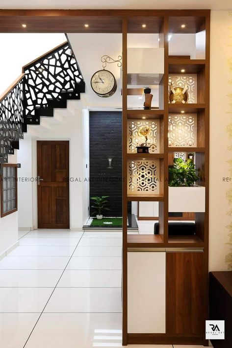 Hall Wooden Partition, Entrance Wall Design Front Entry Indoor, Metallic Partition, Washbasin Partition Ideas, Kitchen Hall Partition Ideas, Living Dining Partition Modern, Hall And Dining Partition Ideas, Living And Dining Room Partition Ideas, Hall Kitchen Partition Design