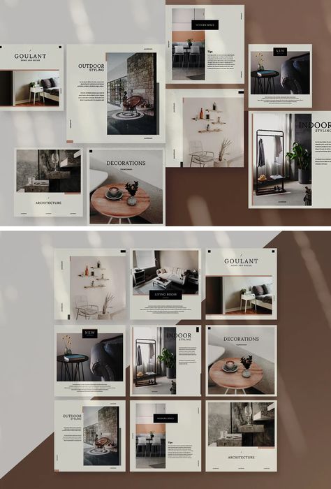 Architectural & Interior Social Media Templates PSD. 9 Templates Architectural Instagram Layout, Social Layout Design, Interior Social Media Design, Architecture Social Media Design, Architecture Instagram Layout, Architecture Social Media, Interior Social Media, Interior Designer Instagram, Social Media Grid