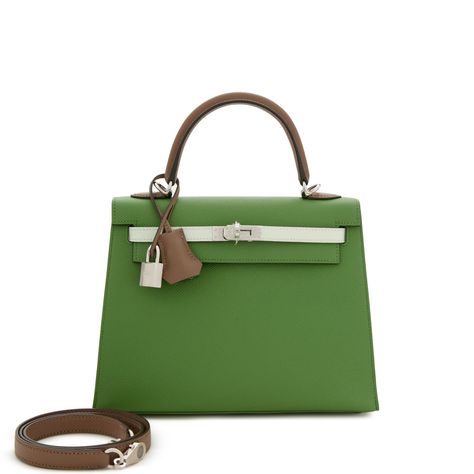 <p>Hermès Limited Edition Vert Yucca, Vert Fizz and Etoupe Tricolor Epsom Kelly 25 Sellier Palladium Hardware, 2023</p><p><br></p><ul><li>The interior is lined with tonal leather</li><li>Includes felt, strap, clochette, lock, two keys, dust bag and box</li><li>Dimensions : 25 x 19 x 9 cm</li></ul> 2023 Handbags, Kelly 25 Sellier, Hermes Kelly Sellier, Kelly 25, Accessories Luxury, Hermes Bags, Tri Color, Bags Shoes, Sling Bag