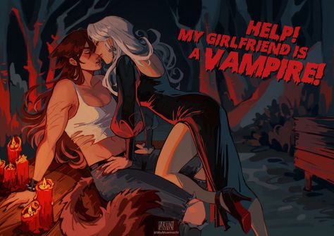 bbybluemochi on Tumblr Vampire Werewolf, Werewolf Girl, Female Vampire, Vampires And Werewolves, Lesbian Art, Vampire Art, Lgbt Art, Queer Art, Wow Art