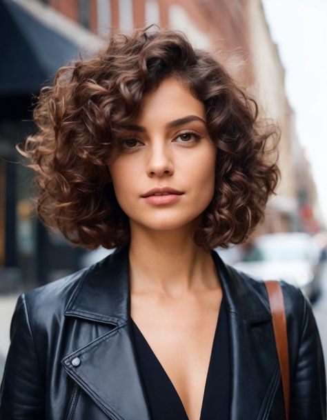 Short Curly Hair With Money Piece, Bob Haircuts For Women Curly Hair, Short Hair Styles Easy Shoulder Length Beach Waves, Curly Bob Balayage, Short Hairstyles For Curly Hair Woman, Short Curly Haircuts Round Face Women, Curly Bob Fine Hair, Medium Bob Curly Hair, Curly Hair Chin Length