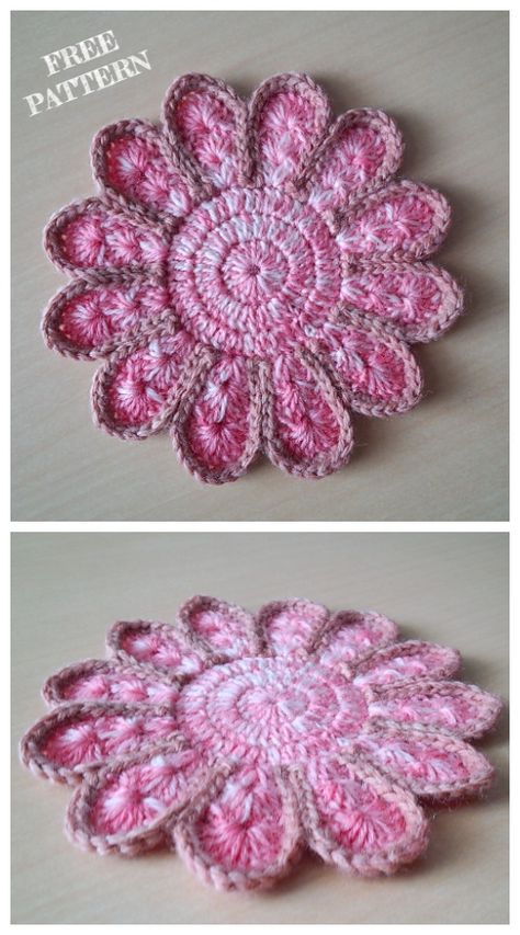 Crochet Flower Potholders Free Crochet Pattern- DIY Magazine Crochet Flower Potholders Free Patterns, Crochet Flower Hot Pads Free Pattern, Vintage Crochet Potholder Patterns Free, Crochet Round Potholders Free Patterns, Crochet Pot Holders Free Pattern Easy, Free Crochet Potholder Patterns, Cushion Cover Crochet, Potholders Crochet, Appliqué Crochet