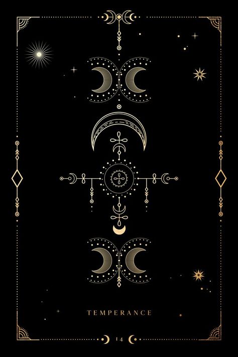 Temperance Wallpaper, Library Ceiling, Tarot Card Poster, Witch Birthday, Temperance Tarot Card, Tarot Poster, Temperance Tarot, Tarot Card Print, Tarot Design