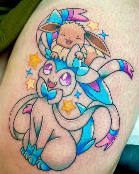 🌸Lois Clayton🌸 on Instagram: “Shiny Slyvion I did today! Thank you @a_ranger_in_the_south for siting amazingly! Love to do more Pokémon tattoos of course 💖…” Sylveon Tattoo, Sarah Tattoo, Tattoos Inspo, Pokemon Tattoo, Long Trips, Anime Tattoos, See Me, Tattoo Sketches, Black Tattoos