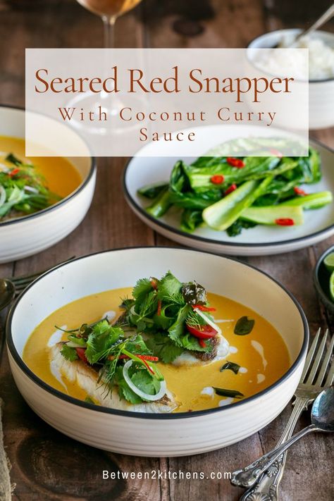 Red Snapper Curry Coconut Milk, Thai Red Snapper Recipes, Sri Lankan Fish Curry Recipes, Curry Snapper, Snapper Curry, Snapper Filet Recipes, Gourmet Plating, Red Snapper Recipe, Red Snapper Recipes