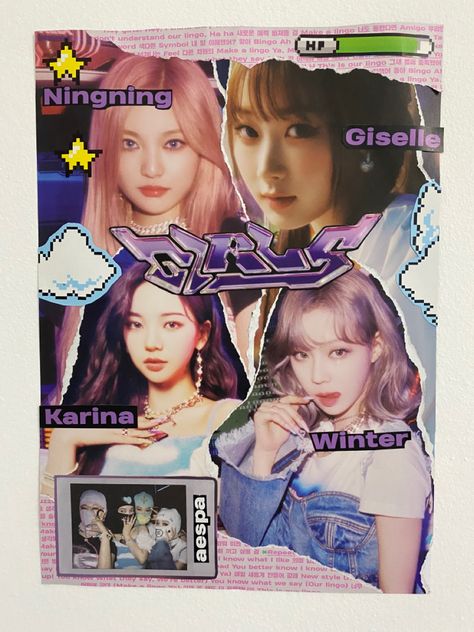 Aespa Binder Cover, Kpop Scrapbook Ideas, Binder Cover Kpop, Kpop Binder Cover, Kpop Scrapbook, Scrapbook Binder, Graphic Edits, Aespa Core, Kpop Journaling