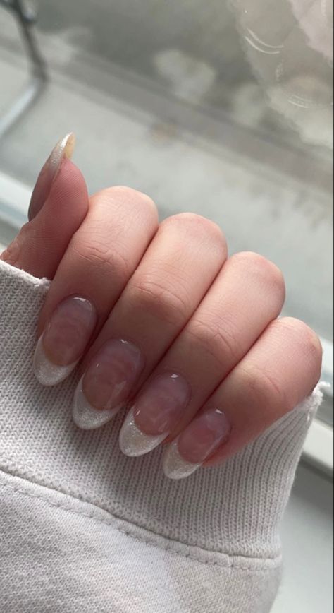 Nail inspo Sparkly White Nails, Nails For The New Year, Milky White French, Nails January, White French Tips, January Nails, White French Tip, White French, French Tips