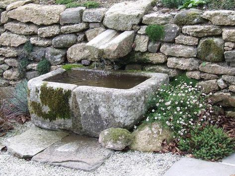 Stone Water Features, Container Water Gardens, Garden Water Feature, Pond Water Features, Pond Fountains, Waterfalls Backyard, Water Features In The Garden, Garden Art Projects, Ponds Backyard