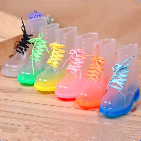 Colorful Strap Rubber Rain Boots PN1085 – Pennycrafts Clear Flats, Pastel Boots, Pastel Shoes, Hunter Boots Outfit, Barefoot Shoes, Jelly Shoes, Boot Types, Water Shoes, Shoe Game