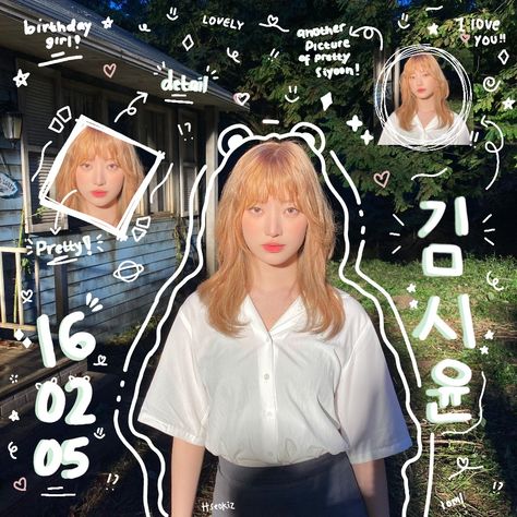 Doodle Edits On Pictures, Doodle Photo Edit, Kpop Doodle Edit, Photos With Doodles, Siyoon Billlie, Birthday Doodle, Doodle Png, 잡지 레이아웃, Korean Photo