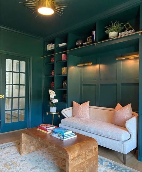 Color Drenching, Record Room, Black Paint Color, Color Tips, Sherwin Williams Colors, Real Homes, Paint Color Schemes, Green Paint Colors, Kitchen Cabinet Colors