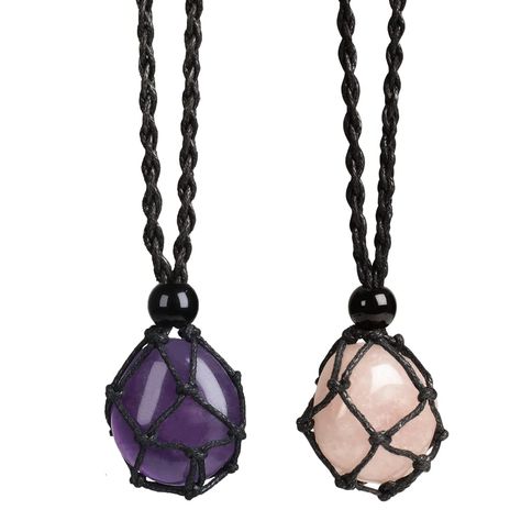 PRICES MAY VARY. 【2 Piece of Healing Crystal Necklace】: You will get 2 Pieces of natural Amethyst and Rose Quartz pendant necklace. This crystal necklace is composed of pure hand woven rope and pure natural crystal. Tumbled Stone Size: approx 0.98 inches, stone holder is about 4 cm/ 1.57 inch long, Adjustable Necklace Length: circumference of 30 inches. 【Healing Crystal Necklace】: .Rose Quartz is known as "the stone of gentle love", which brings peace and peace to interpersonal relationship.Amet Rose Quartz Pendant Necklace, Crystal Jewelry Necklaces, Rose Quartz Necklace Pendants, Handmade Crystal Jewelry, Woven Necklace, Dream Outfits, Cord Jewelry, Necklace Cord, Necklace Stone