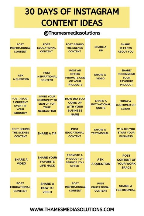 Looking for Instagram content ideas for your business or brand? Get 30 days worth of Instagram content ideas to help you post on Instagram. - Instagram Marketing ideas #InstagramMarketing 30 Day Instagram Post Ideas, 30 Days Instagram Content For Business, 30 Days Post Instagram, Instagram Post Ideas For Fitness, Instagram Post Schedule Business, 30 Days Of Content For Business, Content Planner Instagram Business, Fitness Influencer Instagram Posts, Content Ideas For Instagram Influencers